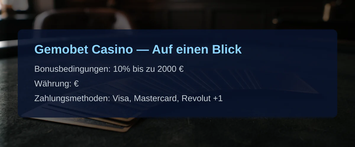 Gemobet Casino � Auf einen Blick