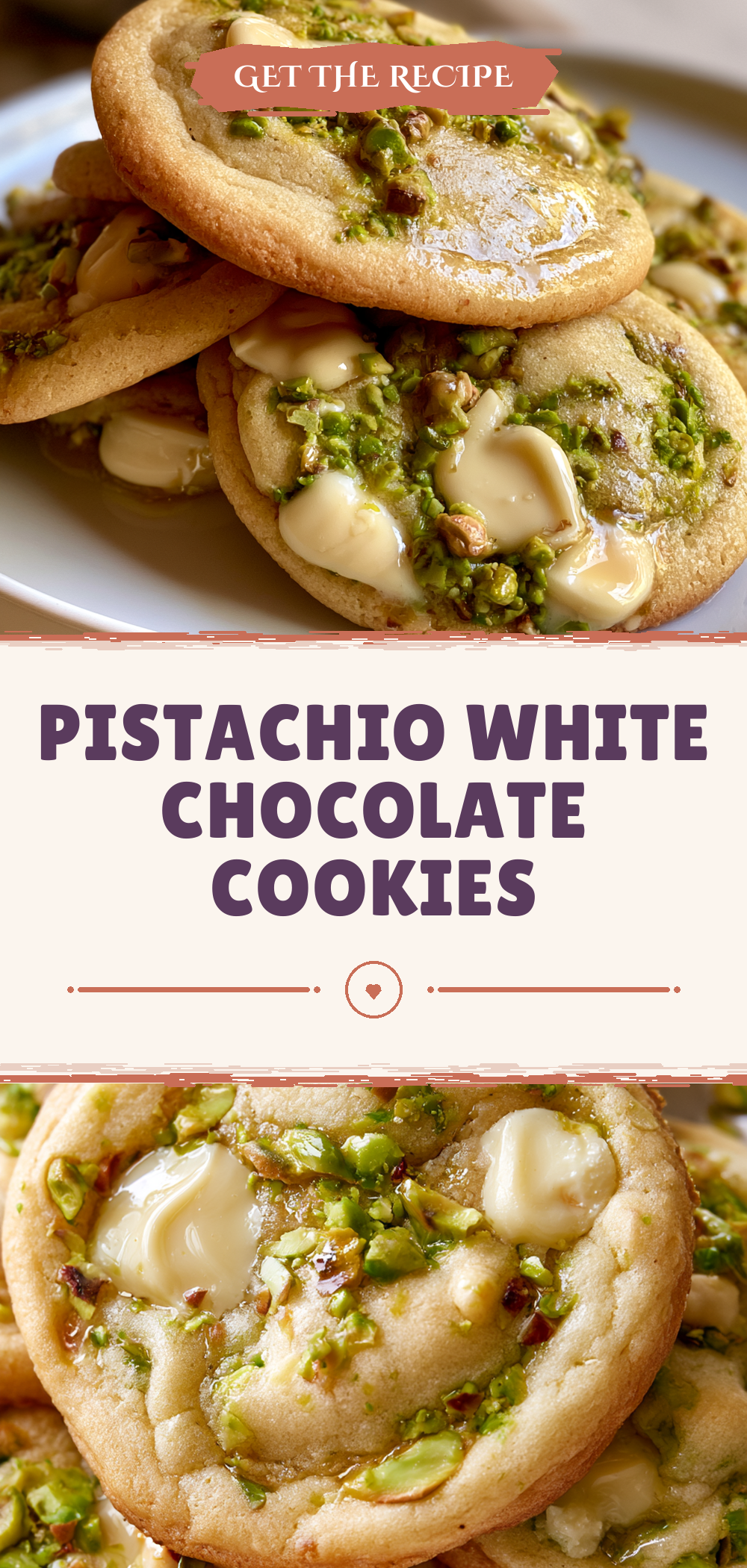 Pinterest graphic for Pistachio White Chocolate Cookies