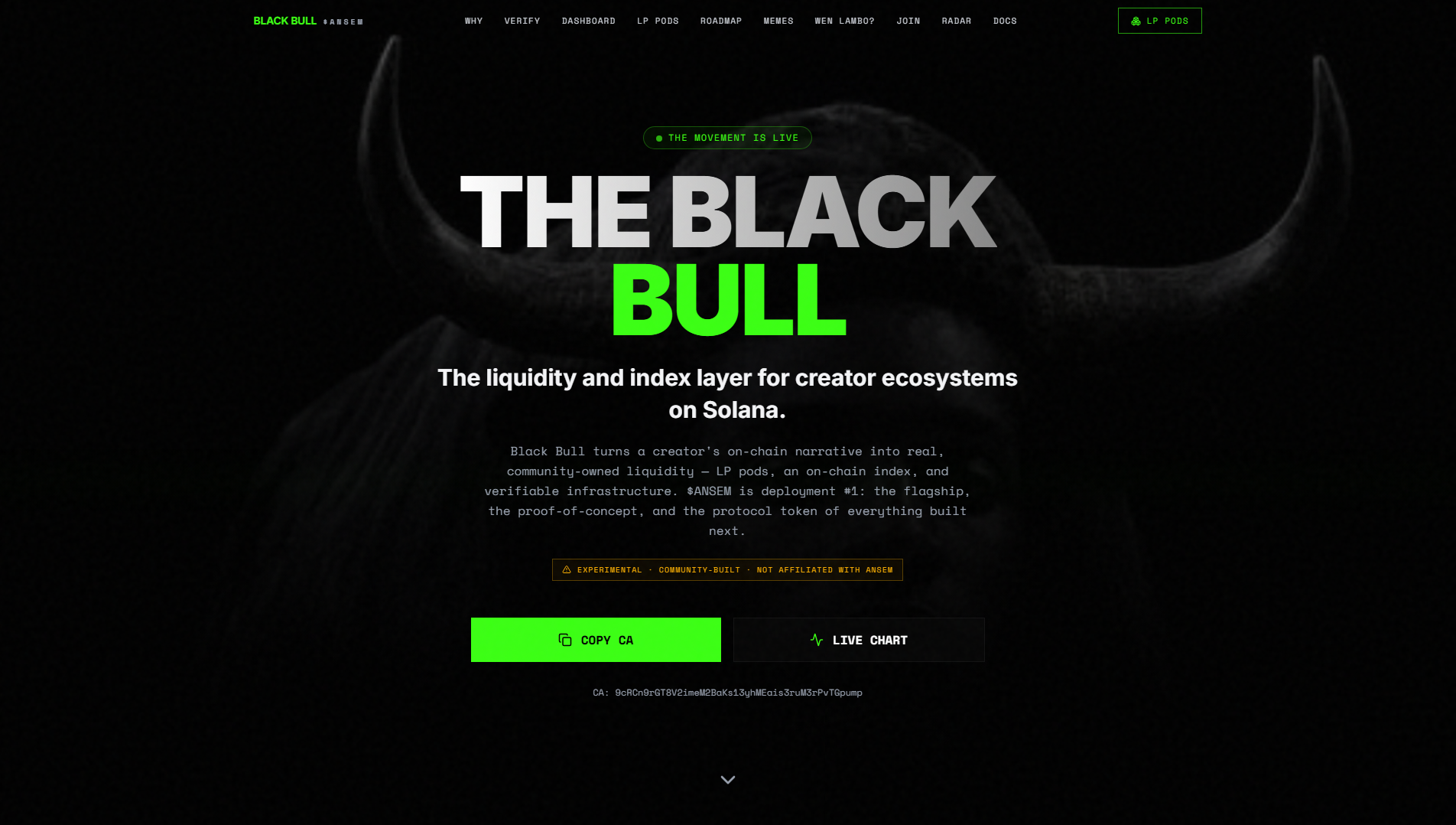 Forensic screenshot of blackbullsol-pump.fun showing the phishing page layout