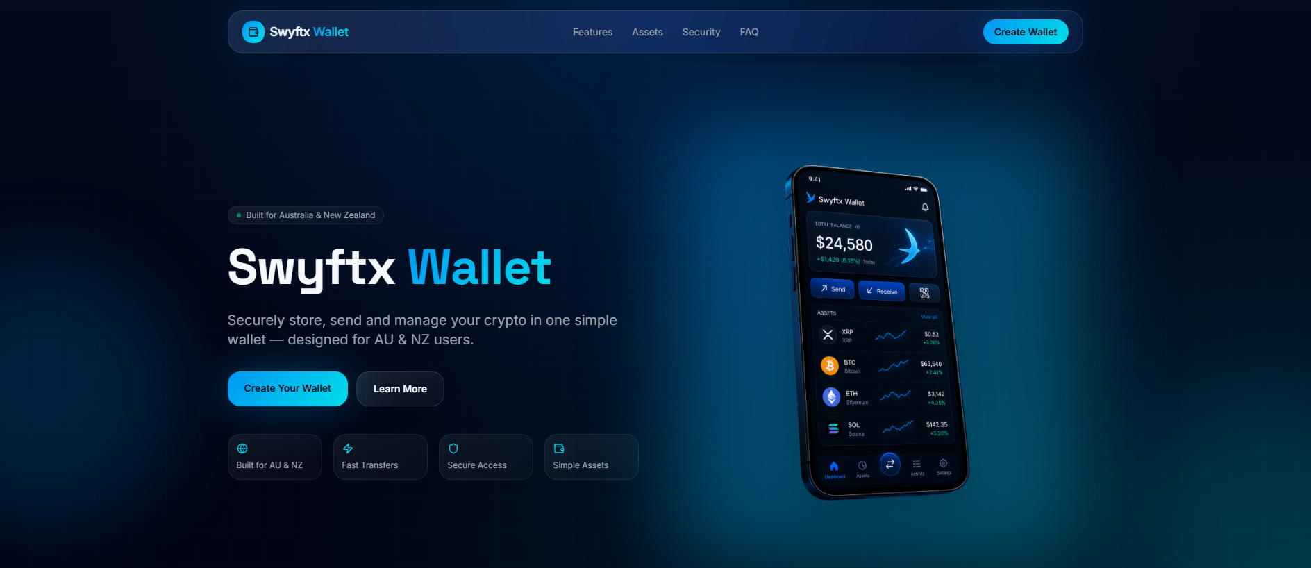 Screenshot of swyftxwallet.com