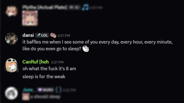 User questioning if #neurotic-neurons users actually sleep at night.