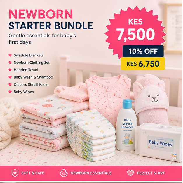 Newborn Starter Bundle — KES 7,500, coupon price KES 6,750