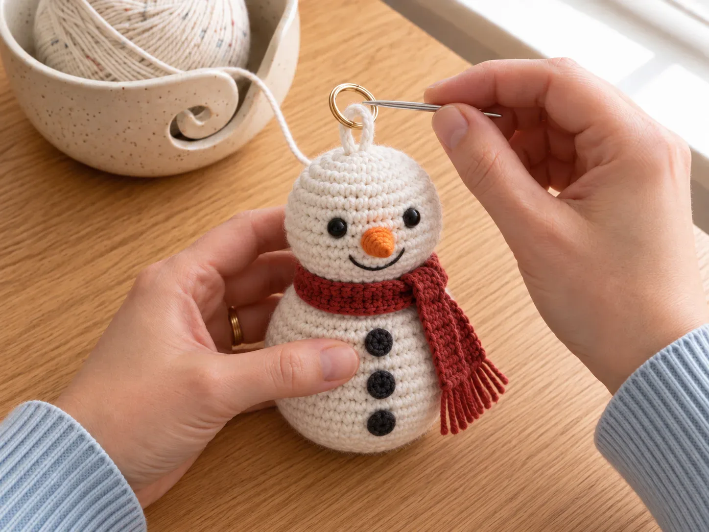 Attach the loop — Add a hanging loop or keyring at the top.