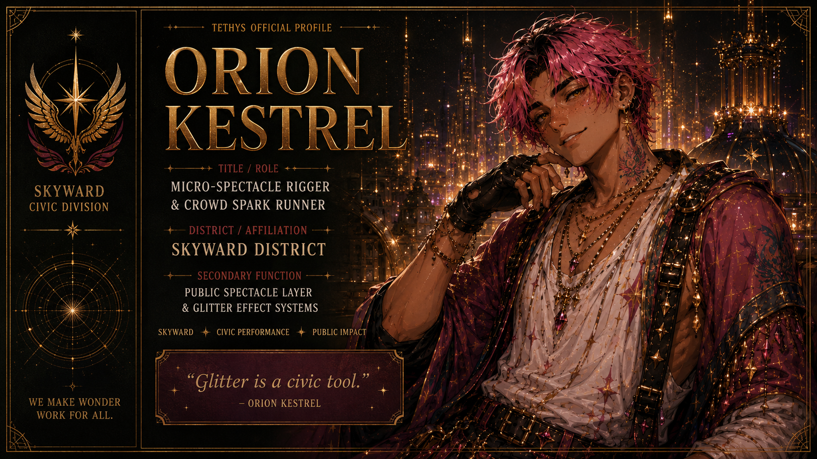 Orion Kestrel, Micro-Spectacle Rigger