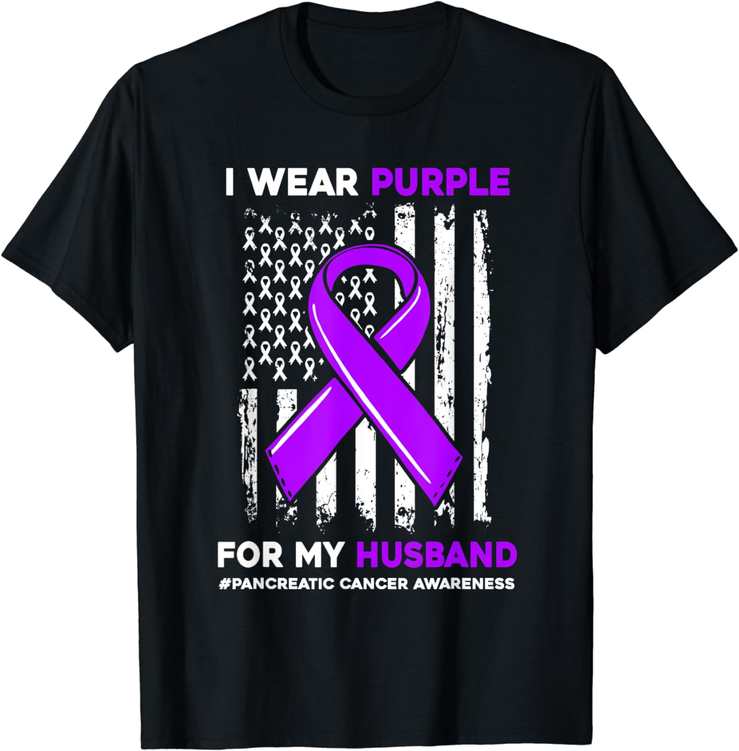 I Wear Purple For My Husband Pancreatic Cancer Unisex T-Shirt