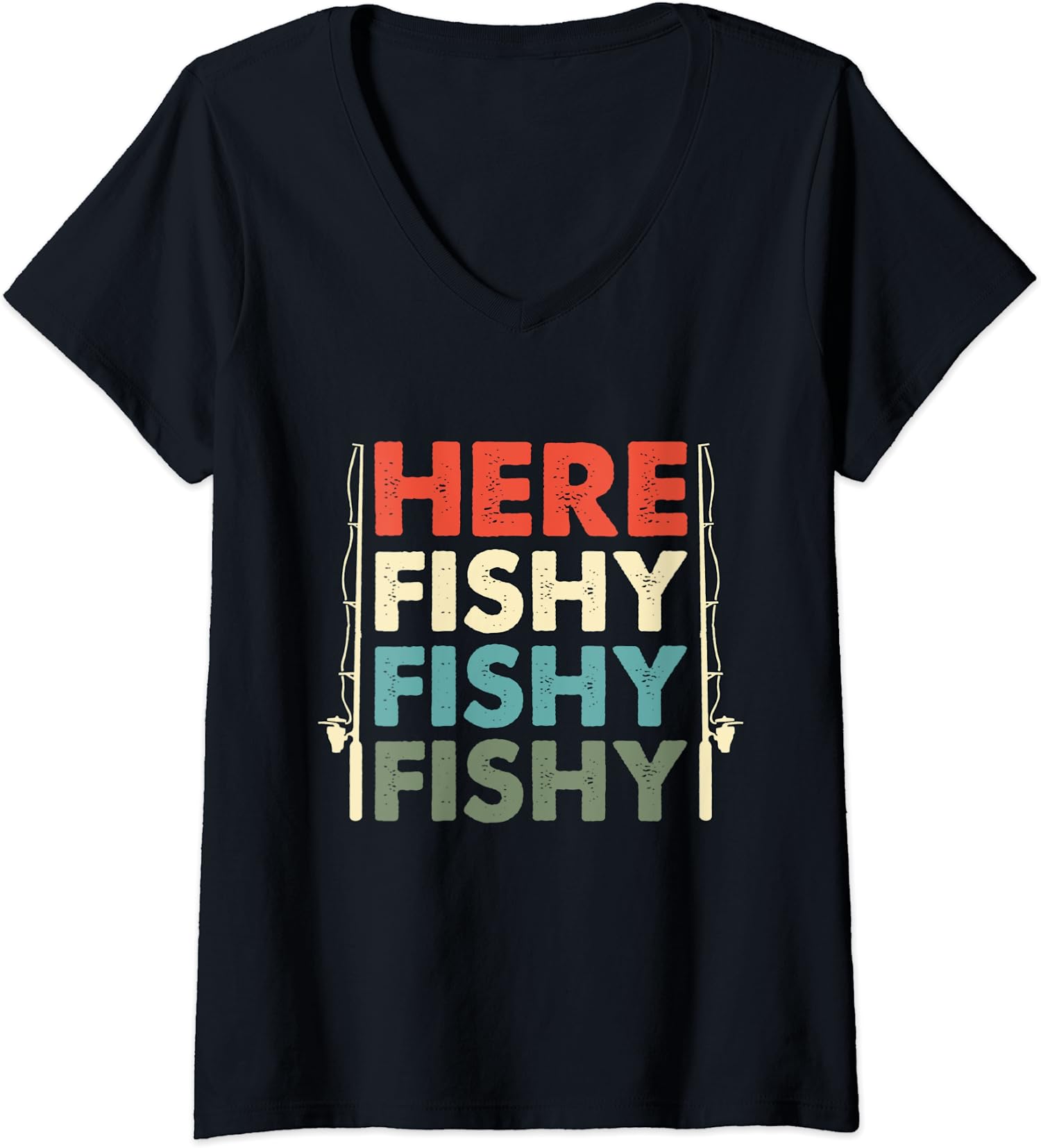 Fish Hunting Fishing Fishrod Fisherman Gift Ladies’ V-Neck Tshirt
