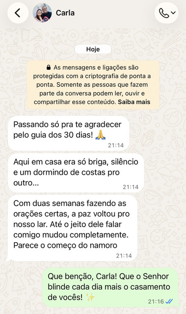 Print de WhatsApp - depoimento 1