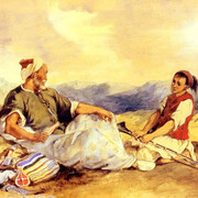 Eugene-Delacroix-Two-Moroccans-Seated-In-The-Countryside