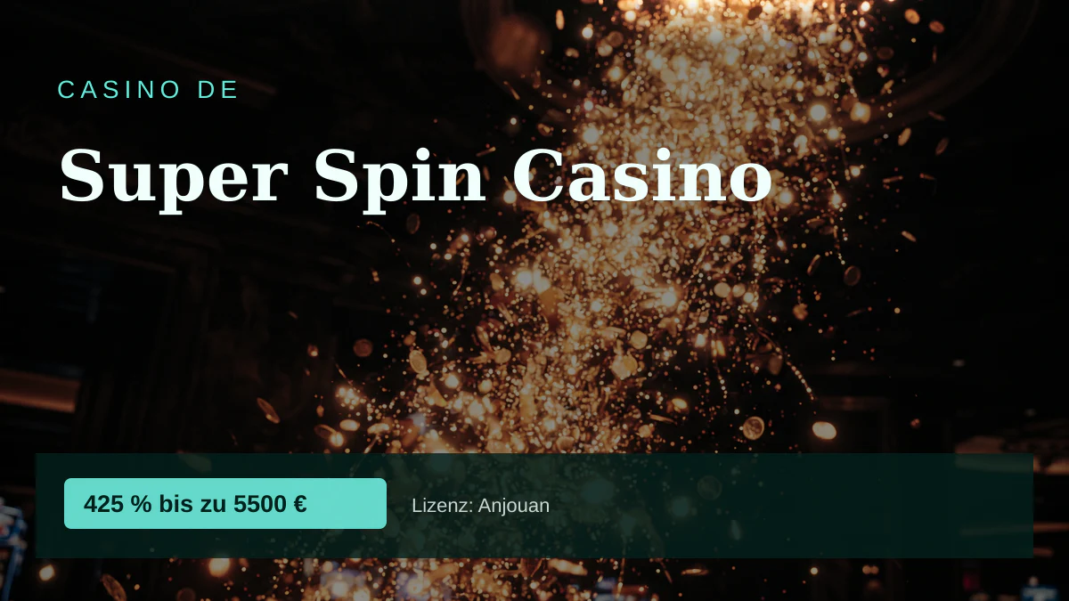 Super Spin Casino — Willkommensbonus 425 % bis zu 5500 € + 525 FS, Zahlungen: Visa, Mastercard, Sofort, Interac, Apple Pay