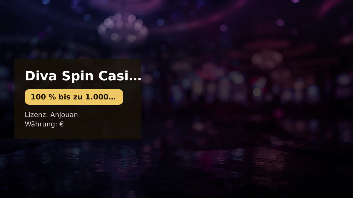 Diva Spin Casino — Willkommensbonus 100 % bis zu 1.000 € + 200 FS, Zahlungen: Mastercard, Skrill, Neteller, Paysafecard, Apple Pay