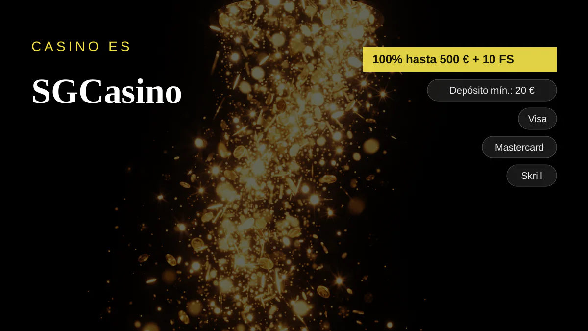 SGCasino � bono de bienvenida 100% hasta 500 � + 10 FS, pagos: Visa, Mastercard, Skrill, Neteller, Revolut
