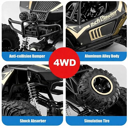 1:8 Scale RC Rock Crawler 4WD Remote Control Monster Truck for Adults – Heavy Duty Metal Off Road RC Car with High Torque Motor, All Terrain Tires, Matte Black. photo 2