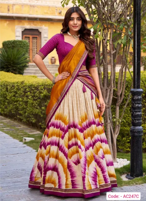 Attractive Pink Cream Lehenga Choli