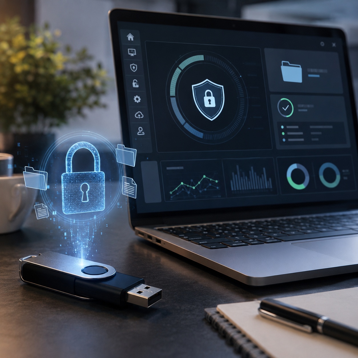 USB Secure software review visual comparing password protection options for flash drives