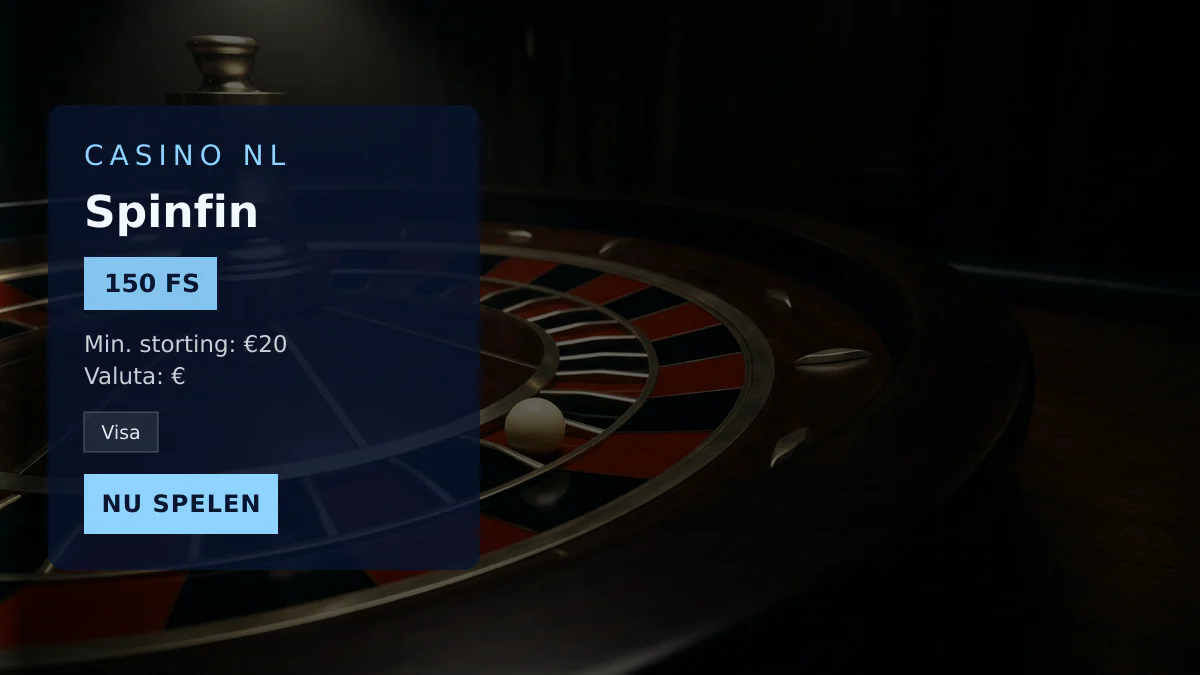 Spinfin casino — welkomstbonus 100% match bonus tot €2.000 + 150 FS, betalingen: Visa, Mastercard, Skrill, Neteller, Paysafecard