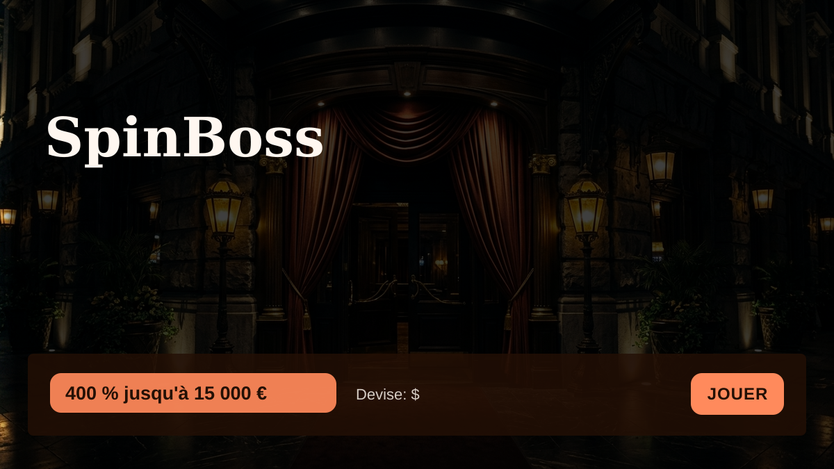 SpinBoss casino — bonus de bienvenue 400 % jusqu'à 15 000 € + 400 FS, paiements: Visa, Mastercard, Skrill, Neteller, Bitcoin