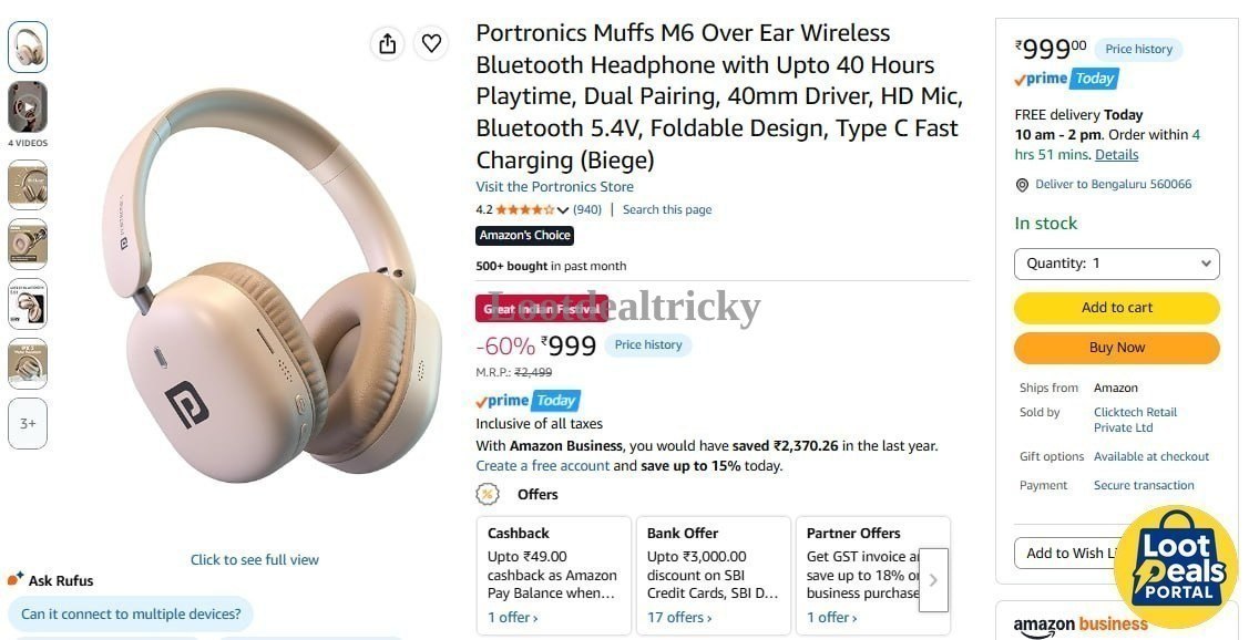 Portronics Muffs M6 – Just ₹999 | Top Unbeatable Deal Portronics Muffs M6 – Just ₹999 | Top Unbeatable Deal