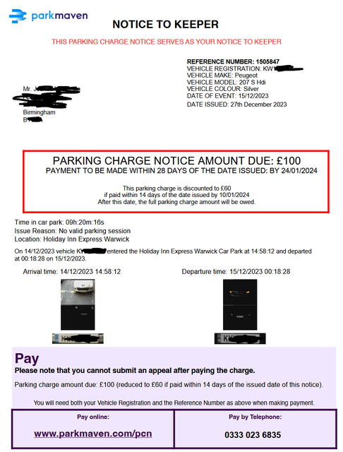 parking notice
