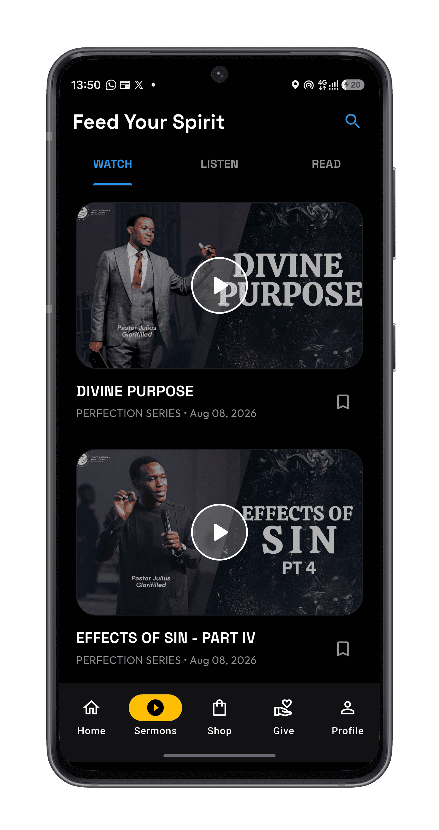 GloryHub mobile app preview