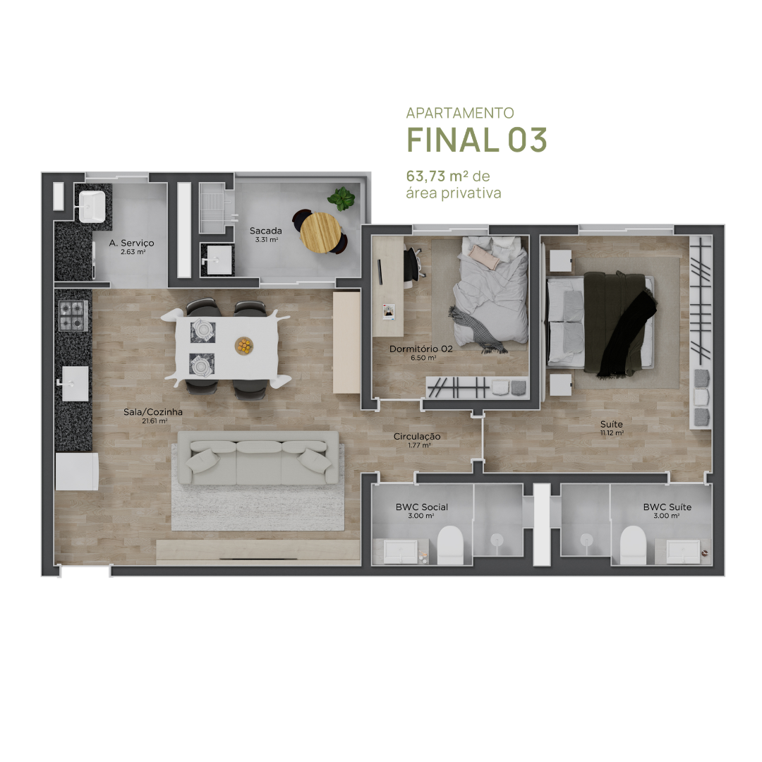 Planta Humanizada 03 — Sunset Residence