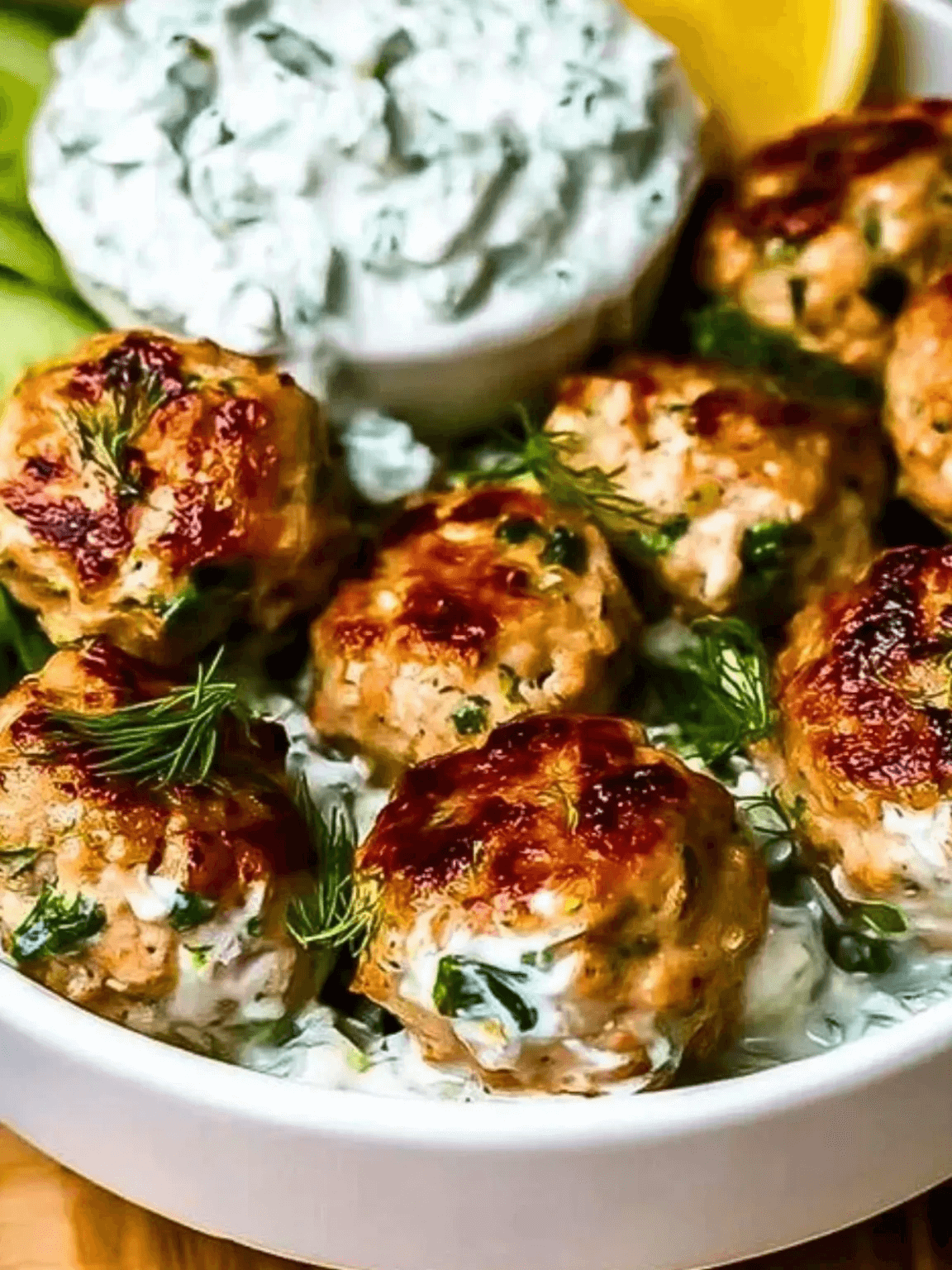Greek Chicken Meatballs with Tzatziki Sauce step photo