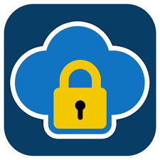 Secure cloud lock icon for encrypted backup and synchronization
