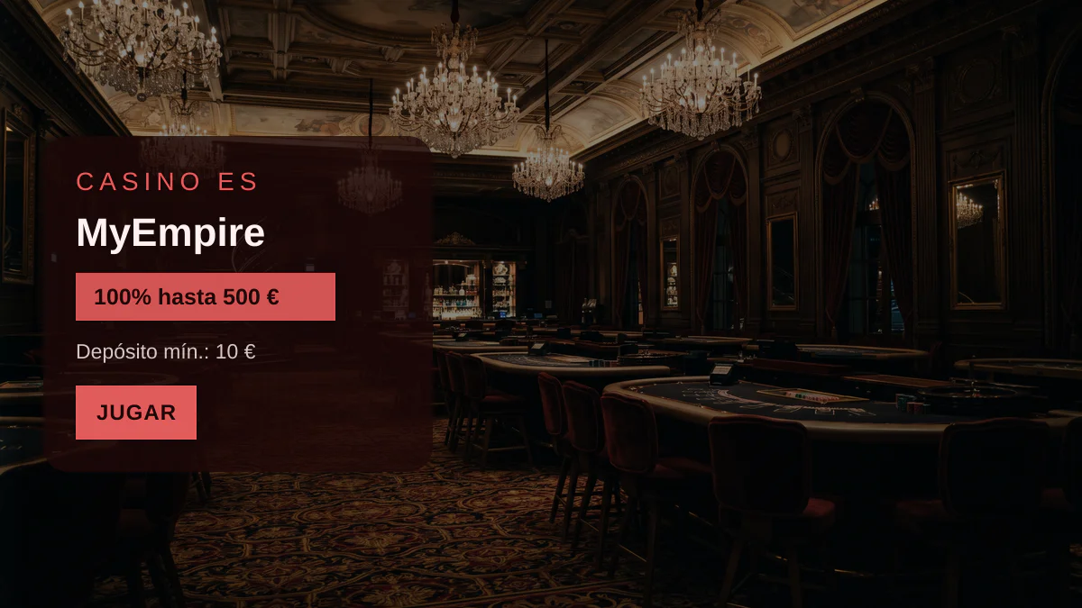 MyEmpire casino — bono de bienvenida 100% hasta 500 € + 20 FS, pagos: Visa, Mastercard, Skrill, Neteller, Paysafecard
