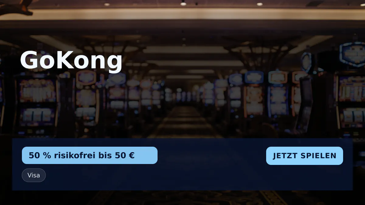 GoKong Casino — Willkommensbonus 50 % risikofrei bis 50 € + 200 FS, Zahlungen: Visa, Mastercard, Skrill, Sofort, Revolut