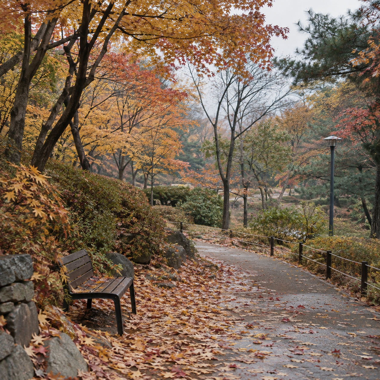 AI illustration of an autumn park, used only as a seasonal planning image