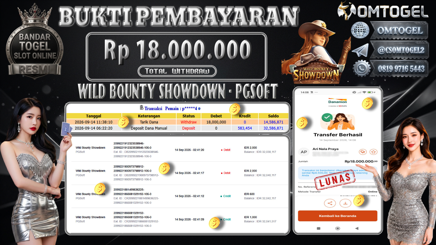 OMTOGEL JACKPOT PG SOFT WILD BOUNTY SHOWDOWN  Rp.18,000,000,- DIBAYAR LUNAS