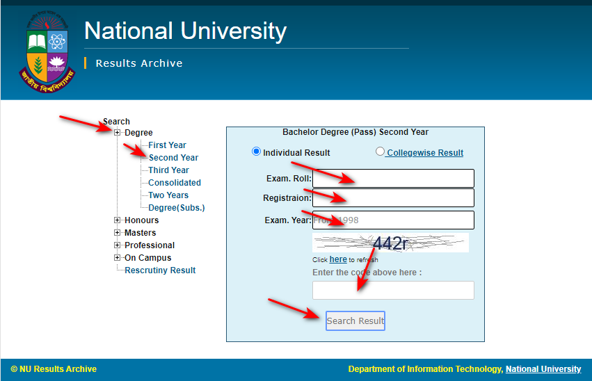 How to get Degree 2nd year result?