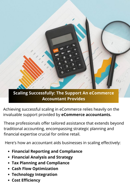 The support of an eCommerce accountant is indispensable for businesses seeking to scale successfully in the competitive online marketplace. These professionals offer a comprehensive suite of services, including financial analysis, cash flow management, tax planning, and strategic advisory, tailored to the unique needs of eCommerce ventures. By leveraging their expertise, businesses can navigate the complexities of growth with confidence, driving sustainable success in the digital economy. To know more visit here https://www.esenshi.com/