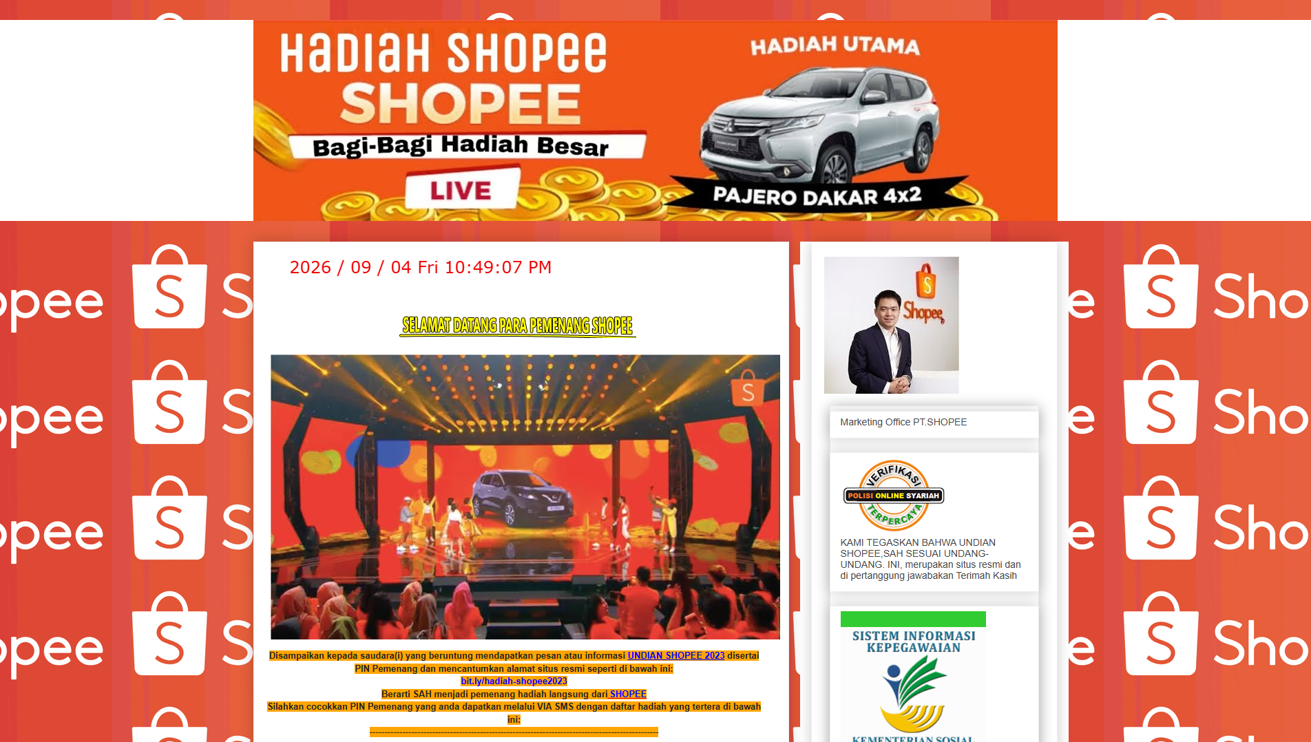 Stored capture of hadiah-shopee2023.blogspot.com