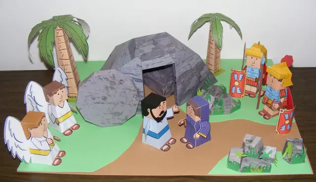 Bônus Cenário da Ressurreição - brinquedo bíblico de papel para montar a ressurreição de Jesus