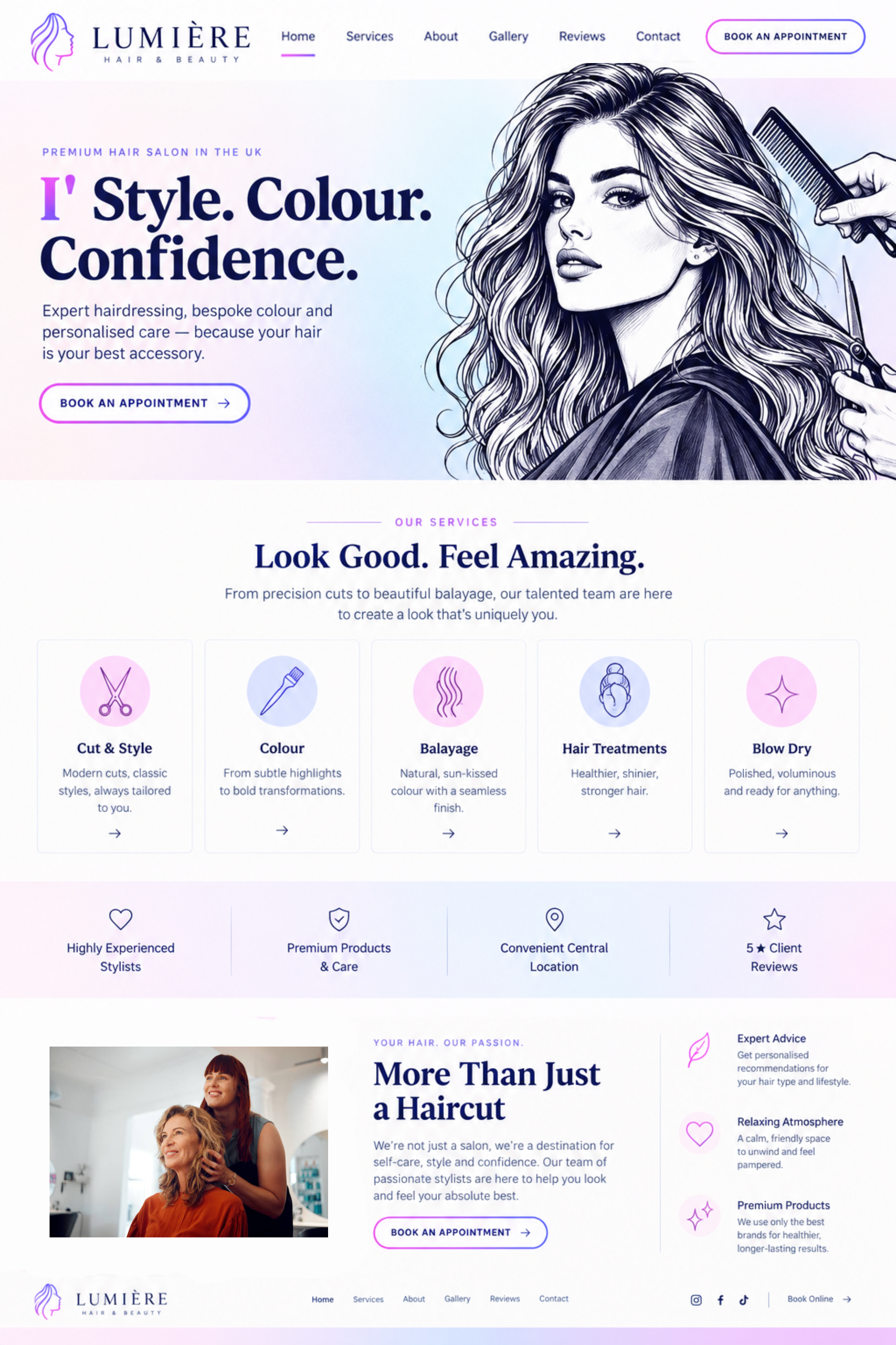 Lumiere Hair Salon website design by Websmith.design