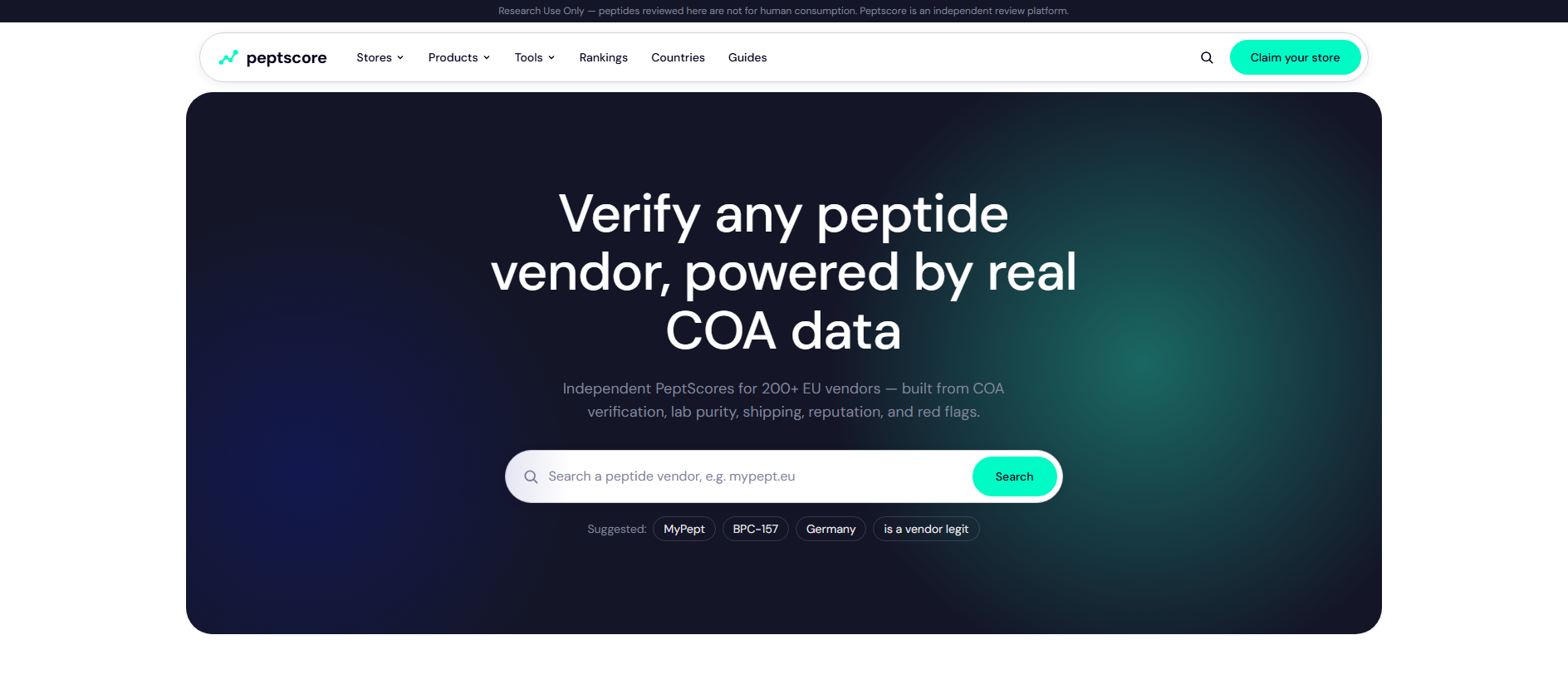 Screenshot of peptscore.com