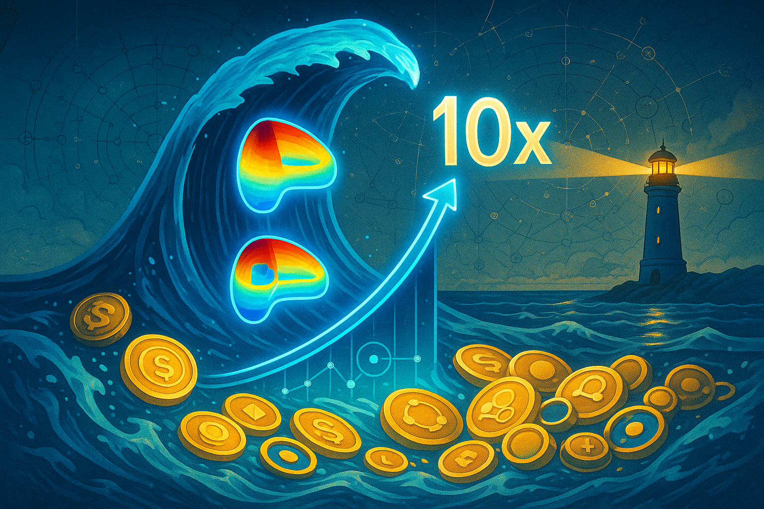 Curve Finance logo with rising revenue charts in a DeFi landscape