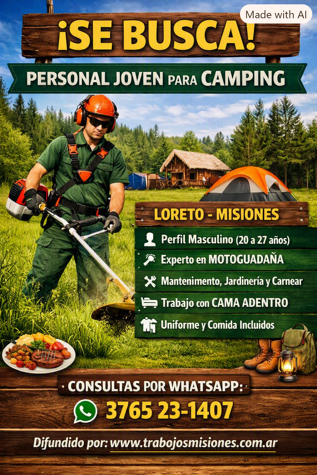 Se Necesita Personal de Mantenimiento para Camping en Loreto