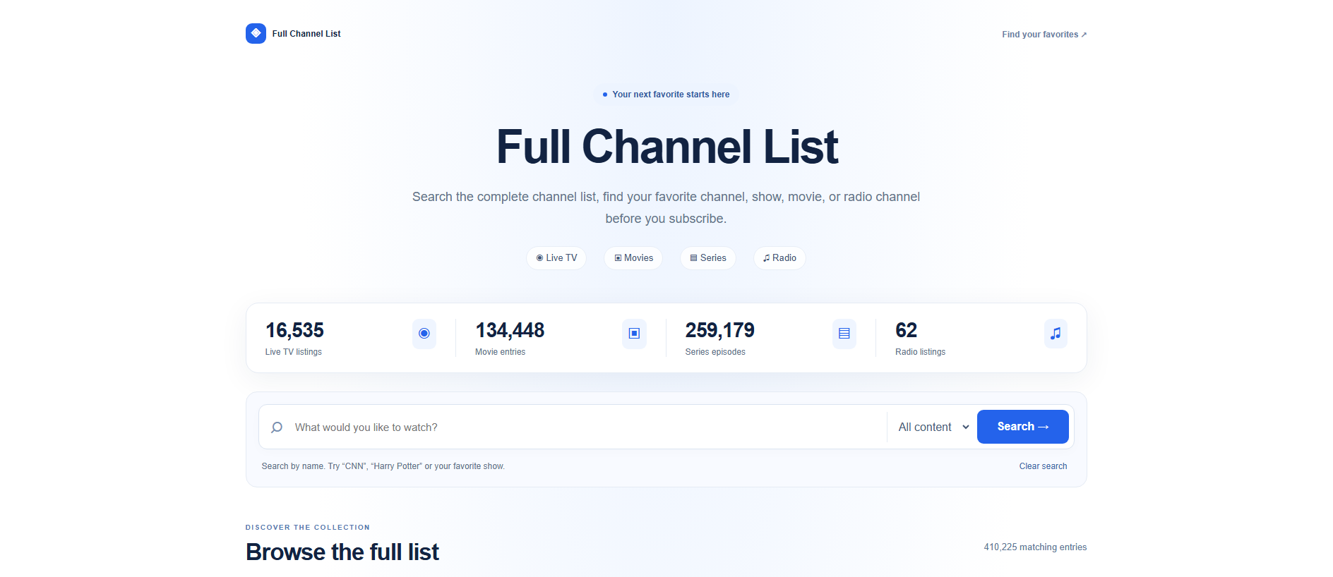 Stored capture of channel-list.info
