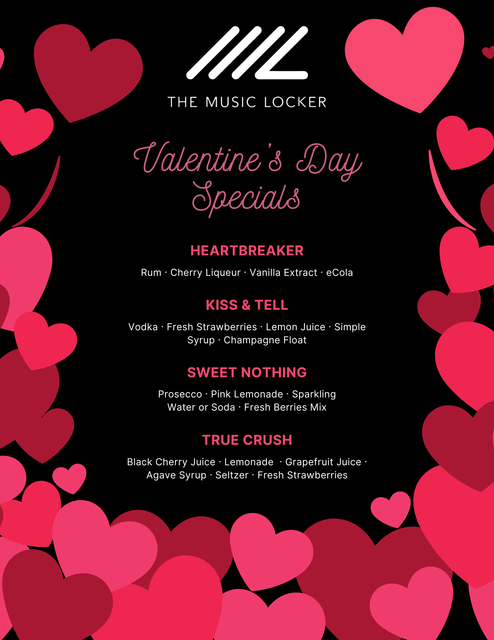 Music Locker Valentine's Day Menu