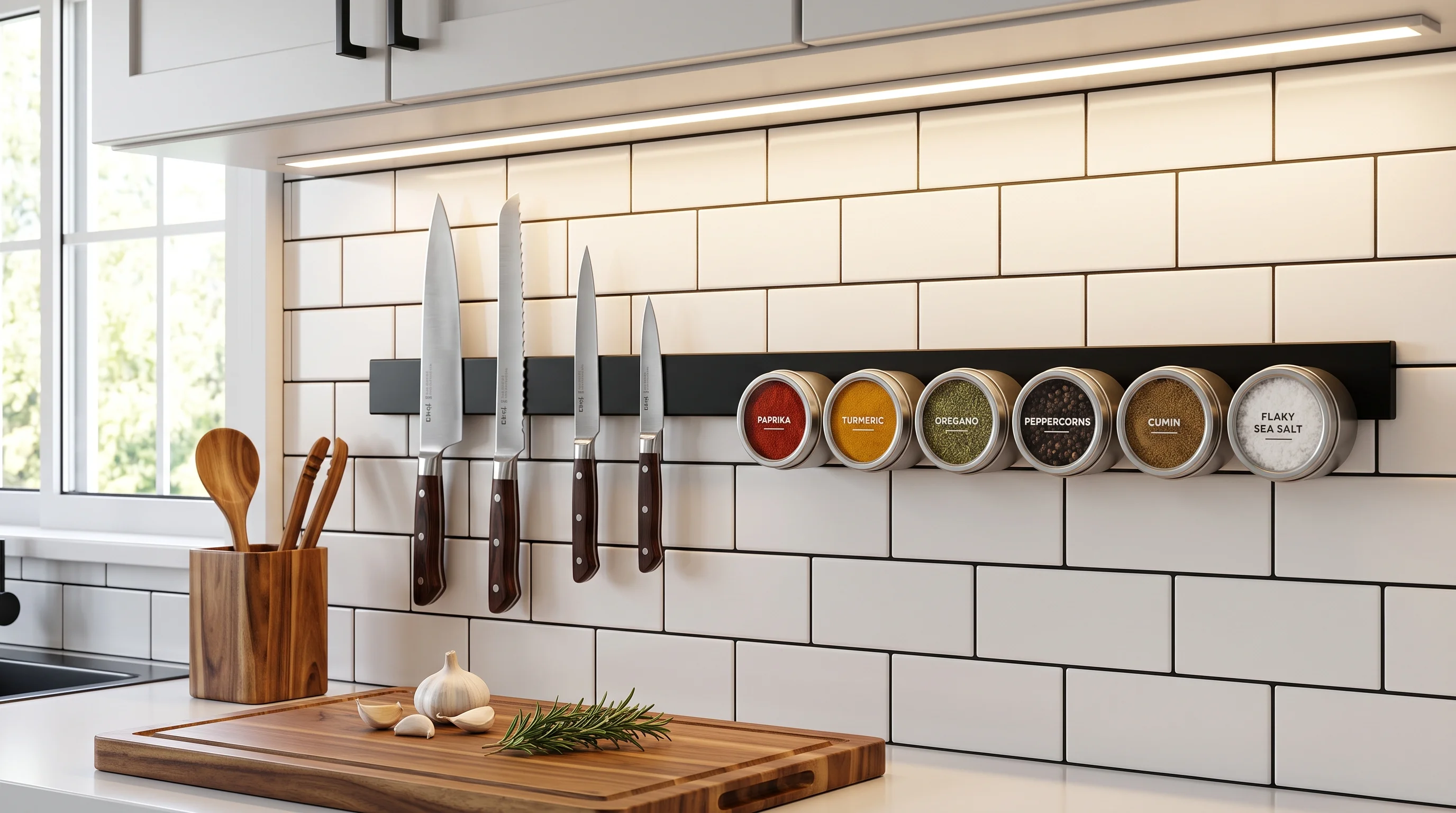 Magnetic Wall Mounts for Knives and Spices