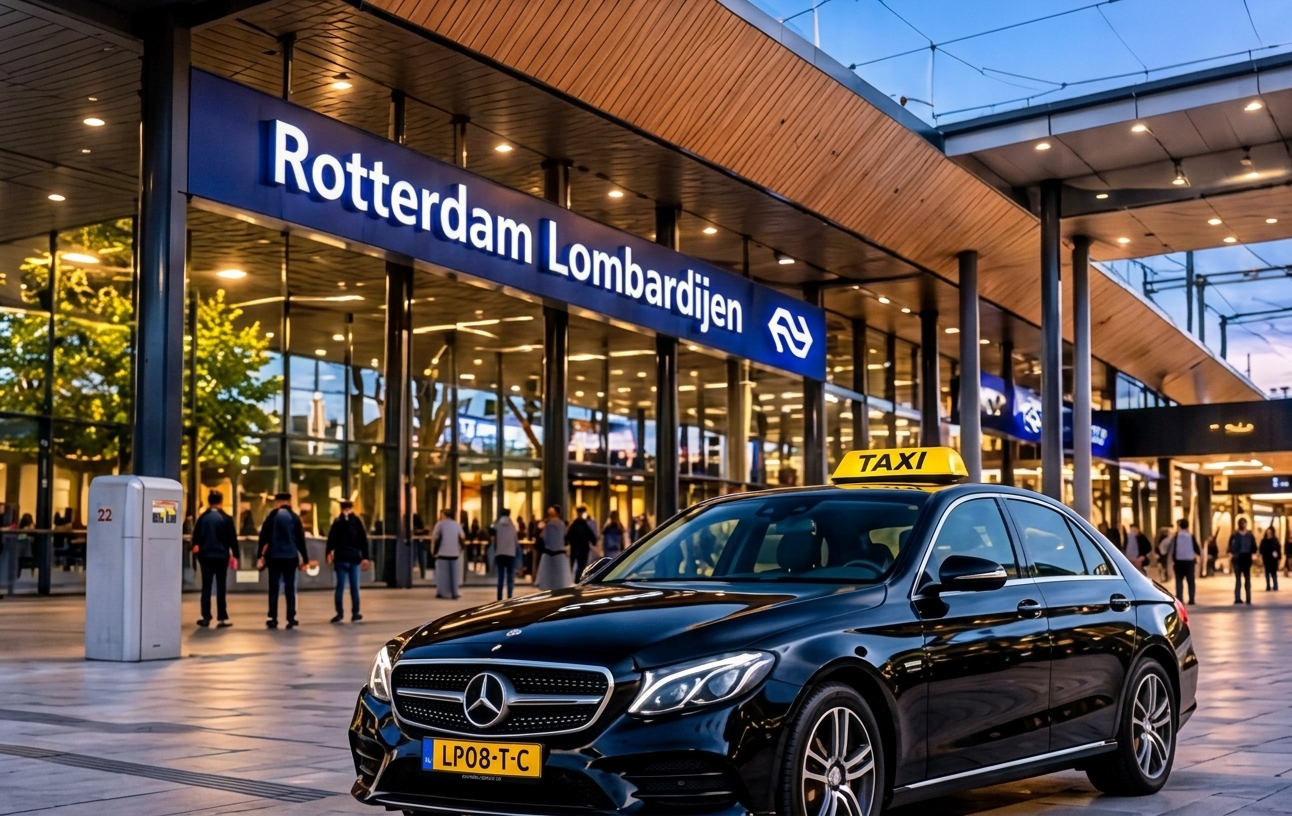 Taxi voor station Rotterdam Lombardijen