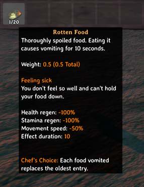 Configured rotten food results