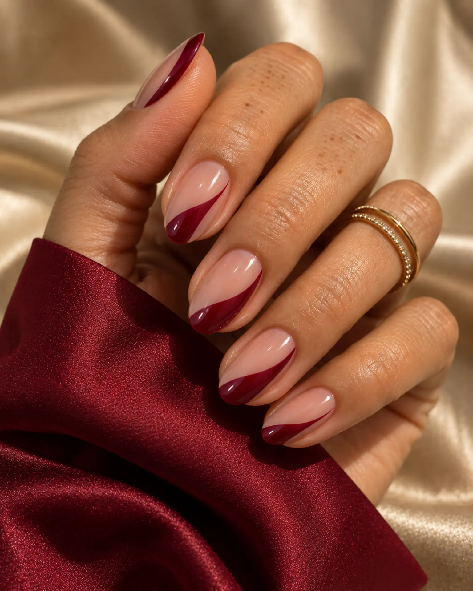 Wine Side French manicure inspiration for date night nail ideas