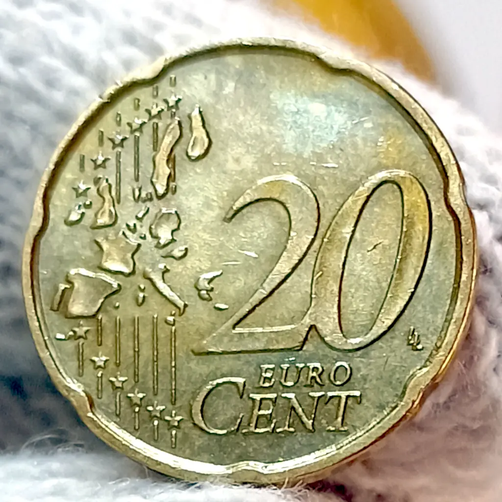 Moeda da Alemanha 20 Centavos de Euro Letra J – MBC. - Foto 2