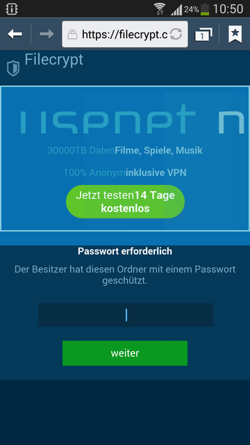 Passwort geschützt / Android Stock-Browser (4.3)