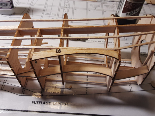 Ideally, you should have the foresight to check the fit of L6 when you glue formers B3 & B5 to the side keel. If it doesn't, it's you, not Guillow's. See the note on how to break glue joints with a razor.
