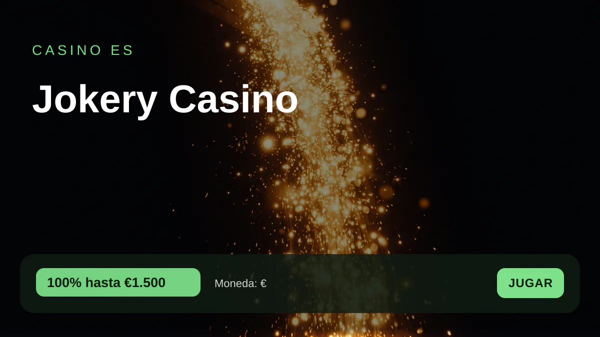 Jokery Casino — bono de bienvenida 100% hasta €1.500 + 250 FS, pagos: Visa, Mastercard, Skrill, Neteller, Paysafecard