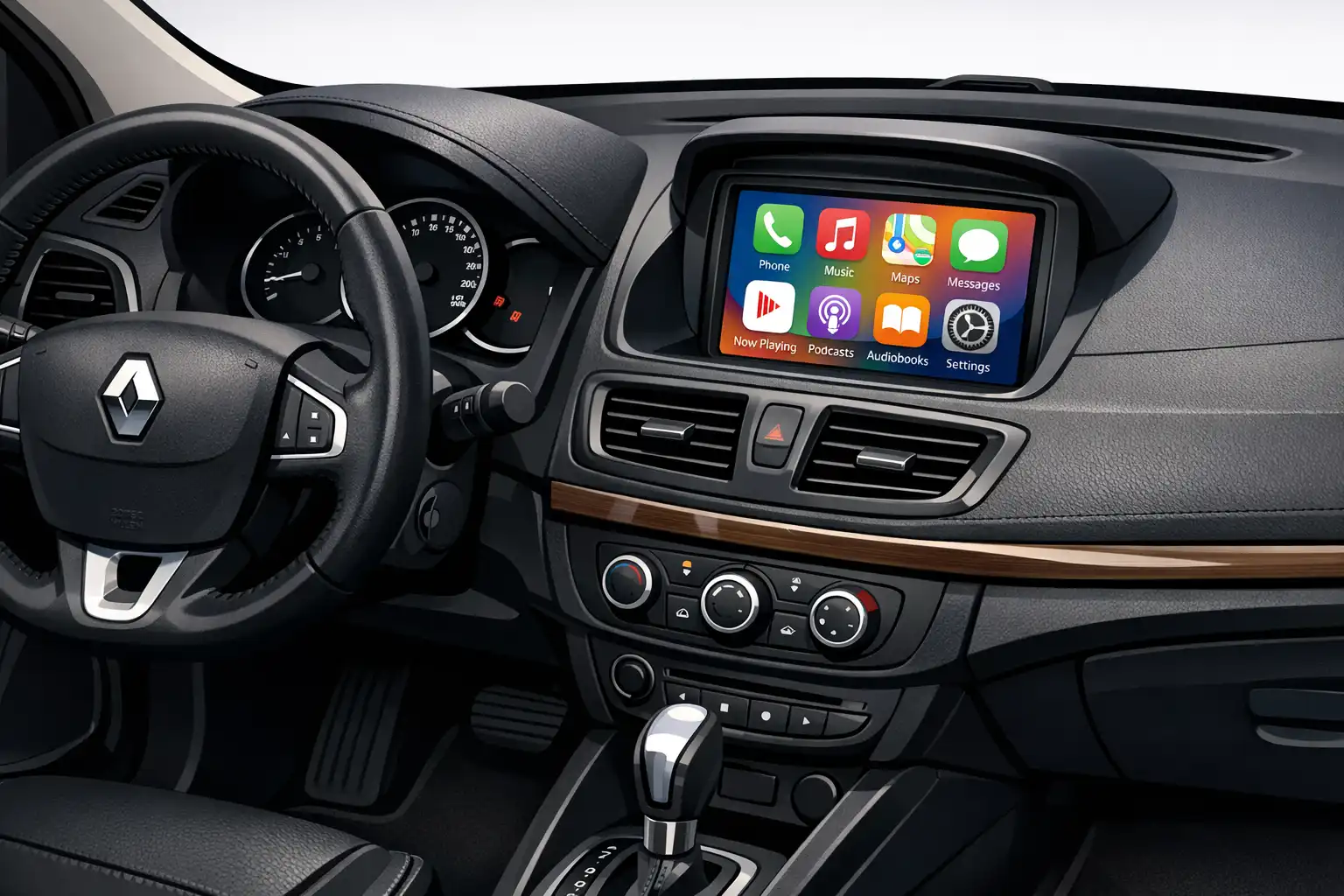Renault Fluence 2015 après installation CarPlay sur écran d’origine