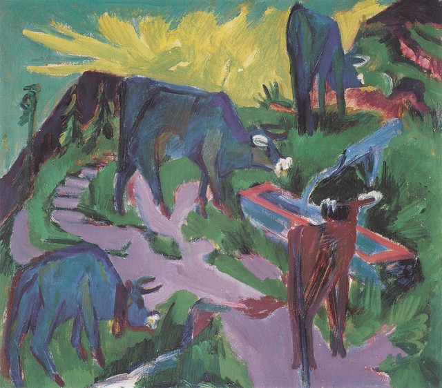 Коровы на закате 1918